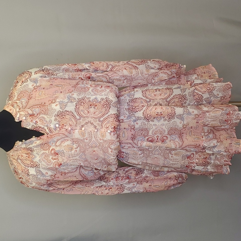 Dress Forum Paisley Print Dress Elastic Waist Ruffle Hem Skirt Size L